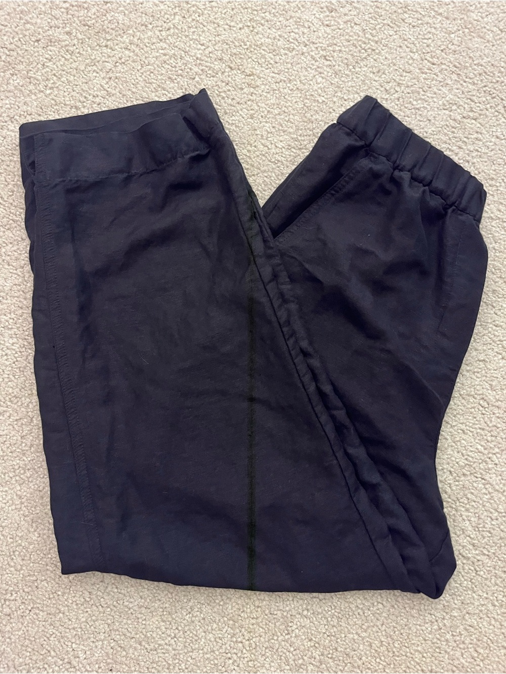 Oysho Black Linen Blend Tapered Pants Small